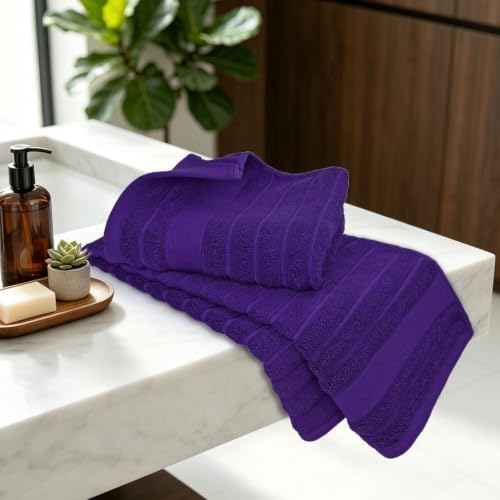 Jacquotha Purple Ribbed Hand Towels Set of 2, Cotton Hand Towel 13" x 29" - Image 4