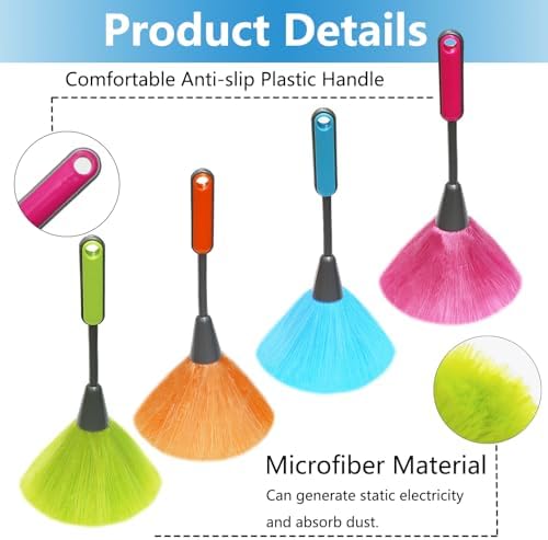 4 Pack 10 inch Microfiber Duster, Feather Duster, Grips Microfiber Delicate - Image 5