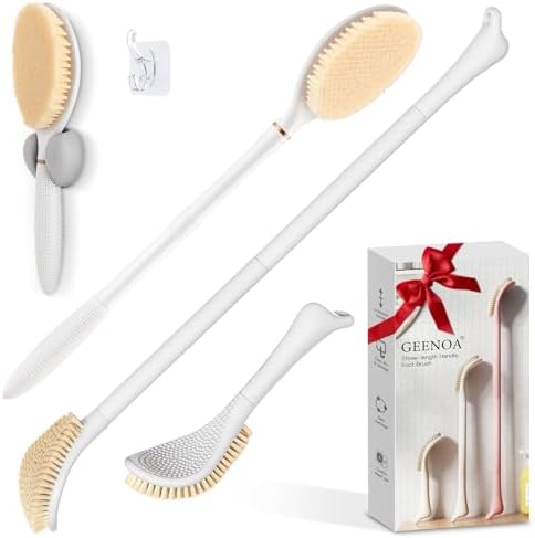 New Foot Brush & Back Scrubber Set 2PCS, 10.2''- 27.5'' Adjustable Foot Scrubber by GEENOA