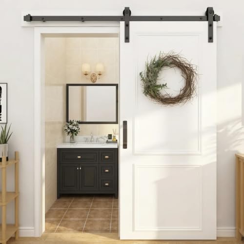 6.6FT Classic Brass Sliding Barn Door Hardware Kit - Image 6