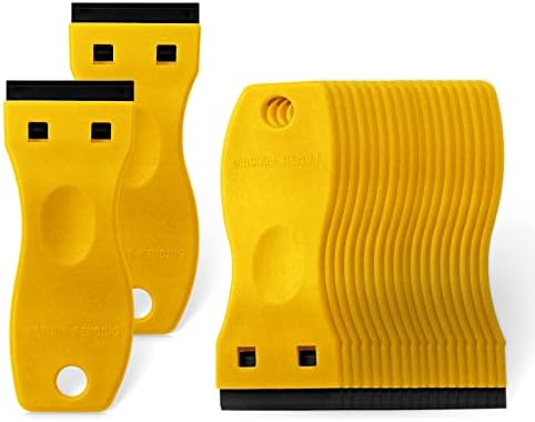 FOSHIO 20PCS Yellow Plastic Razor Blade Scraper Tool by FOSHIO