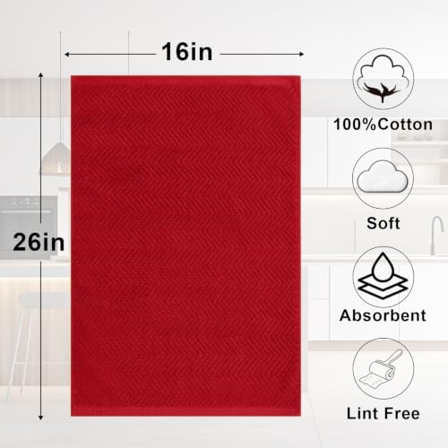 Premium Cotton Kitchen Towels Set, 4 Pack Super Absorbent Kitchen Hand Towels - Image 2