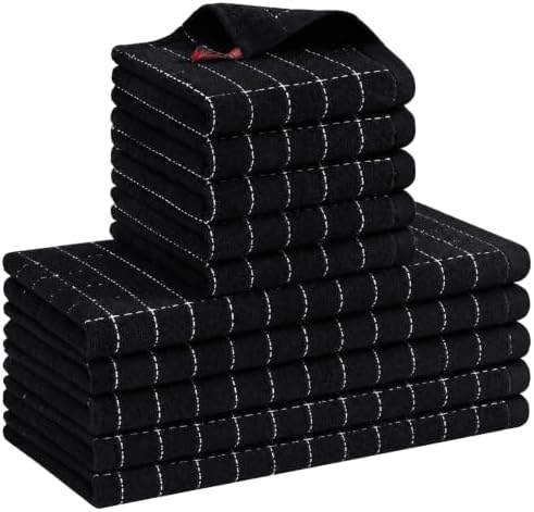 Kitinjoy 100% Cotton Kitchen Towels and Dishcloths Set by Kitinjoy