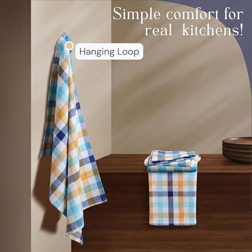 Check Dish Towels 4 Pack, Absorbent Hand Towels - Image 2