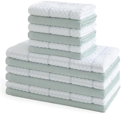 12 Pack Kitchen Towels and Dishcloths Set, 100% Cotton Soft and Absorbent by Unknown
