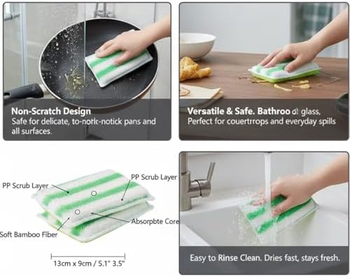 Scrub Sponges for Dishes, Non-Scratch Scrubbing Sponges for Kitchen - Image 4