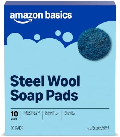 Amazon Basics Steel Wool Soap Pads, Cuts Grease and Removes Rust by AmazonBasics