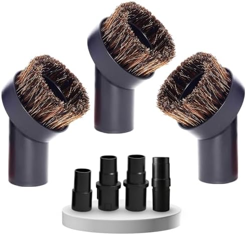 3 Pack Horsehair Soft Vacuum Brush Attachment plus Adapters by VacuumAttachmentsandBrushes