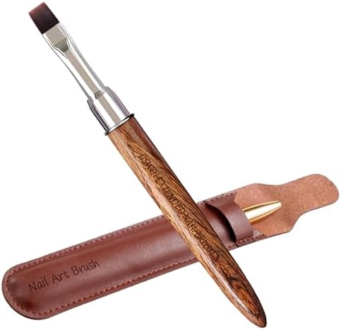Nail Brush Large Flat with Wooden Handle & Storage Pouch by GSWOI