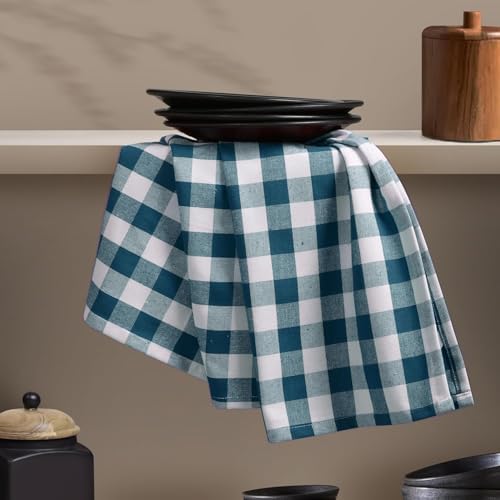 Gingham Checked Kitchen Dish Towels 12 Pack, 100% Cotton, Quick Dry Wash Rags - Image 2