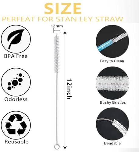 LEDUO 12 Straw Cleaner Brushes for Stanley 40 oz 30 oz 20 64 oz Tumbler Mug - Image 2