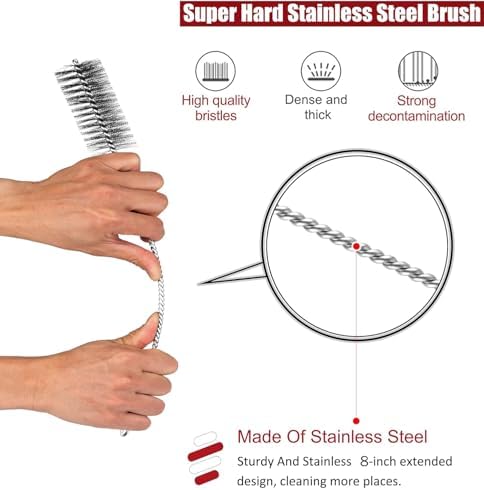 Pipe Cleaning Brush Set Stainless Steel Bristles - Image 3