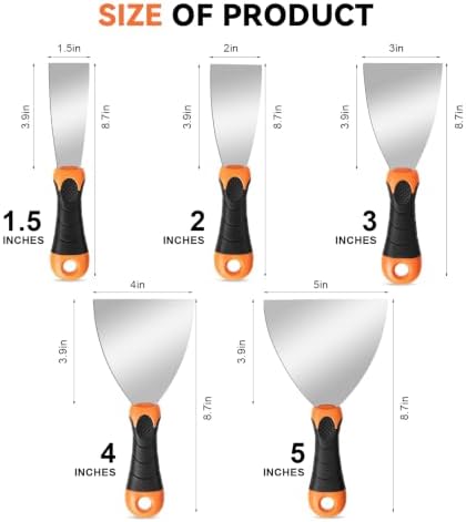 WEGAZ-5 Pack, Paint Scraper Tool，Multi-Use Painters Tool, 1.5 Inch Stainless - Image 2