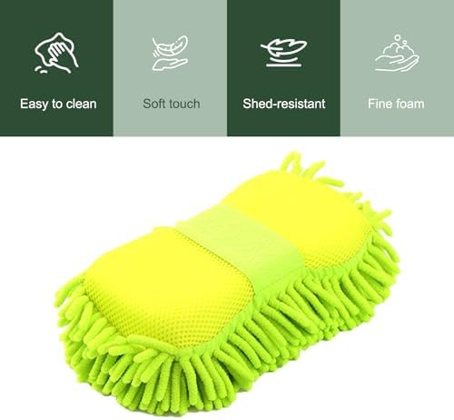 2PCS Microfiber Car Wash Sponge, Soft Absorbent Chenille Car Wash Sponge - Image 6