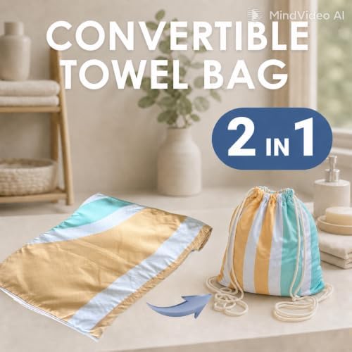 Beach Towel Backpack, 74.8" x 35" Extra Large Microfiber Beach Towel - Image 3