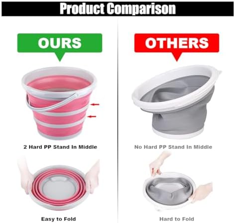 GLSOWEE Car Collapsible Bucket, 10L 2.6 Gallon Folding Bucket Auto Cleaning - Image 4