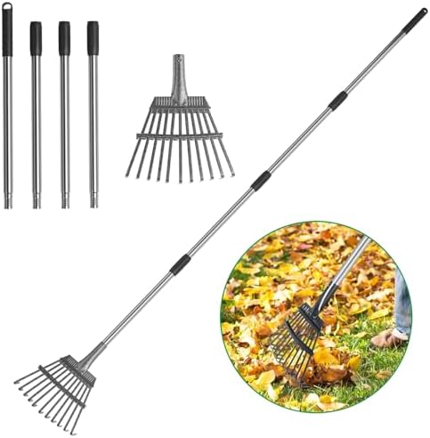 GreatBuddy Adjustable Leaf Rake, Flower Bed & Small Area by GreatBuddy
