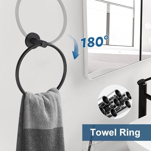 5 Pieces Matte Black Bathroom Hardware Accessories Set, Bathroom 23.6 Inch - Image 4