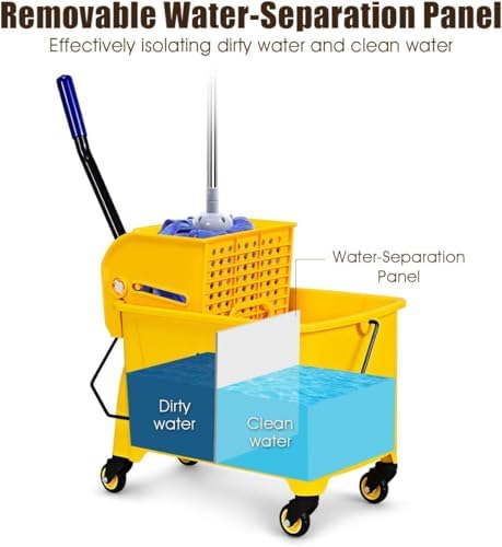 Mop Bucket, Commercial Bucket for Mopping on Wheels - Image 4