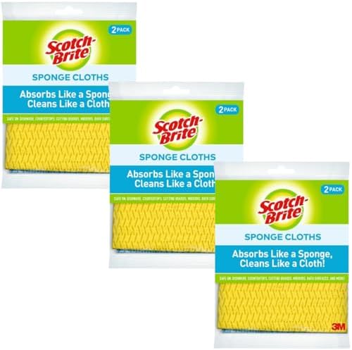 Scotch-Brite Sponge Cloth – 6-Pack, Reusable and Washable, Highly Absorbent by Scotch-Brite