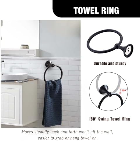 Classic Bathroom Hardware Accessory 4-piece Set, Matt Black - Image 4