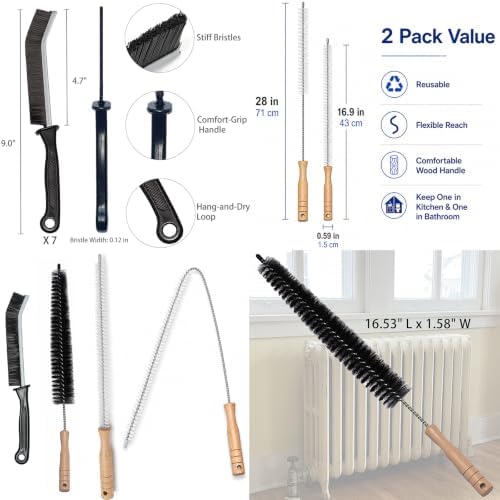 Drain Cleaning Brush Set, Flexible Sink and Shower Drain Brush - Image 2