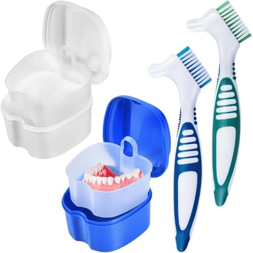 KISEER 2 Pack Denture Bath Case Cup Box Holder Storage Container by KISEER
