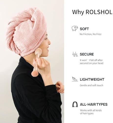 ROLSHOL 4 Pack Extra Large Microfiber Hair Towel Wraps - Image 3