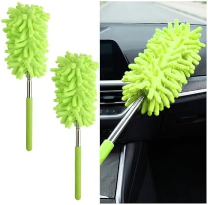 2PCS Car Interior Duster with Extension Pole, 9.45" to 28.35" Microfiber Soft by ANFTDCO
