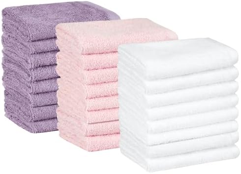Amazon Basics Highly Absorbent, Fast Drying 100% Cotton Washcloths by AmazonBasics