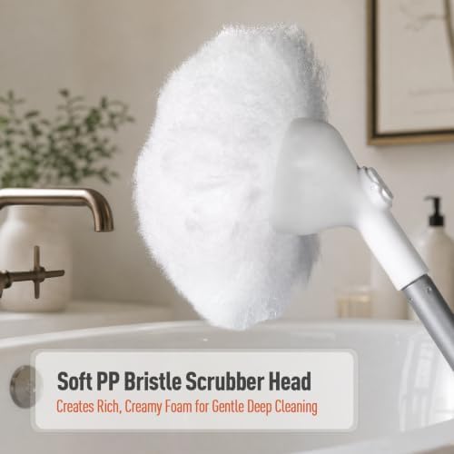 CLEANHOME Shower Scrubber with Long Handle, Soft Bristles - Image 2