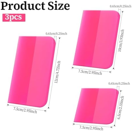 Trinkrittey 3 Pcs Pink Car TPU Rubber Squeegee, Anti-Scratch - Image 2