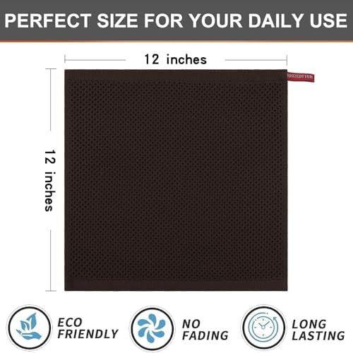 Kitinjoy 100% Cotton Waffle 8-Pack Kitchen Towels, Dark Brown - Image 5