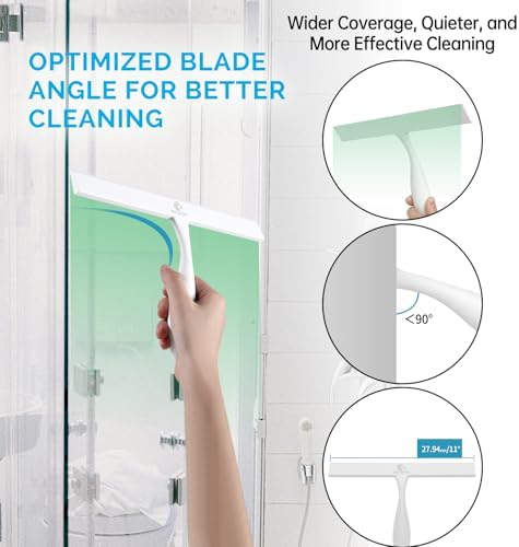 Shower Squeegee for Glass Doors, 11 Inch Ergonomics Anti-Rust Silicone Squeegee - Image 4