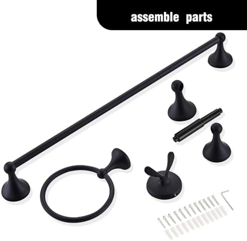 Classic Bathroom Hardware Accessory 4-piece Set, Matt Black - Image 7