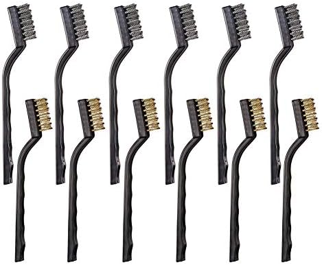YiwerDer 12PCS Mini Wire Brushes, Stainless Steel & Brass Brush Set, Curved by YiwerDer
