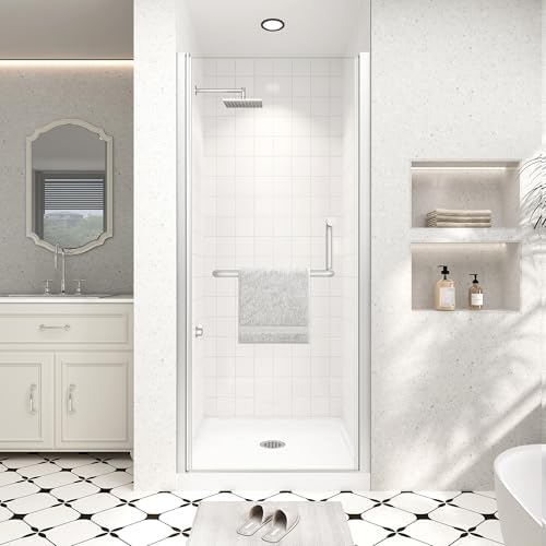 Frameless Pivot Shower Door, 32-34" Wx72 H, 1/4" Brushed Nickel by Unknown