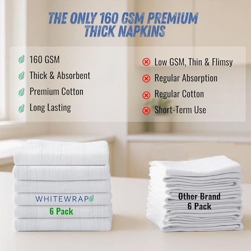 WHITEWRAP Flour Sack Towels 100% Cotton Dish Towel Reusable Baking Cloth - Image 6