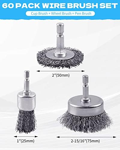 Rocaris 60 Pack Carbon Steel Wire Wheel Brush Set - Image 3