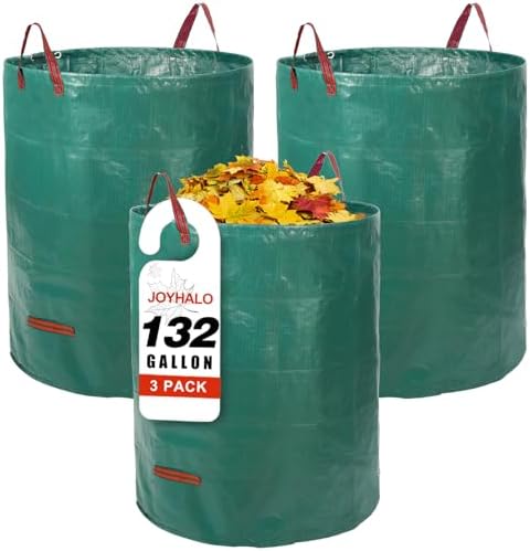 132 Gallon 3 Pack Reusable Lawn Bags by Joyhalo