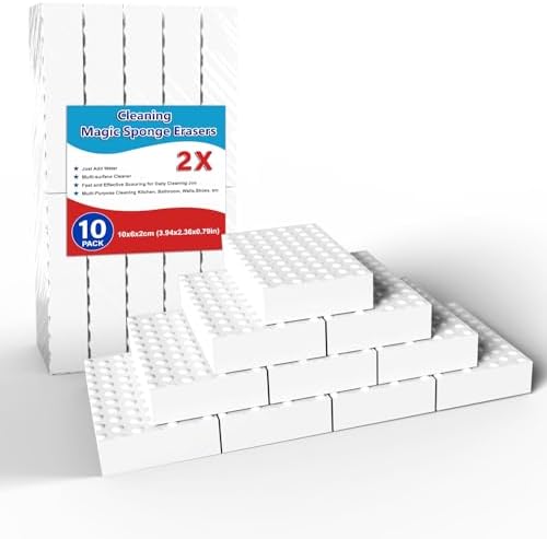 SmilinFit Magic Cleaning Erasers, Kitchen Sponge 10 Pack 2X Density Melamine by SmilinFit