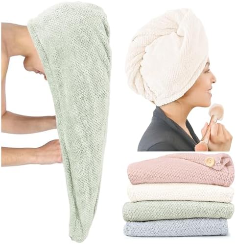 ROLSHOL 4 Pack Extra Large Microfiber Hair Towel Wraps by ROLSHOL