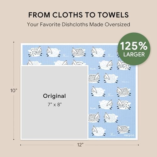 RECYCO Swedish Dishcloths for Kitchen | 4 Pack Oversized Washable Dish Rags | - Image 2