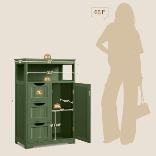 Yaheetech Small Freestanding Bathroom Storage Cabinet - Image 3