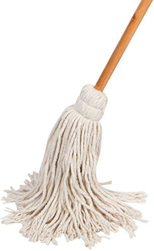 Large Wet Deck Cotton Mop with Solid Wood Handle, 17 oz Mop Head by TidyTools