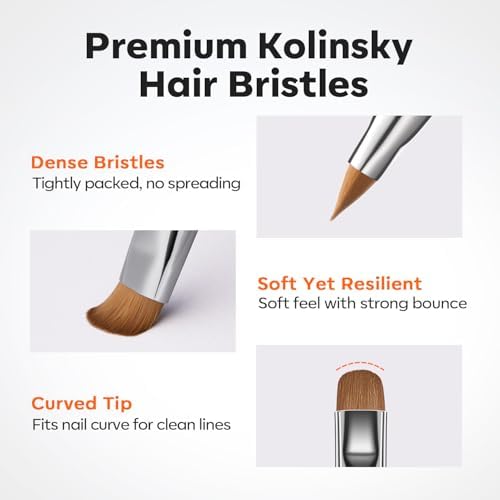 Modelones French Tip Tool Nail Art Brushes Kolinsky Hair Clean Up Size 16 - Image 5