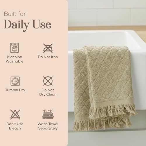 Kitchen Towels, Sage Taupe Diamond Pattern Drying Towels 18 x 28 Super - Image 4