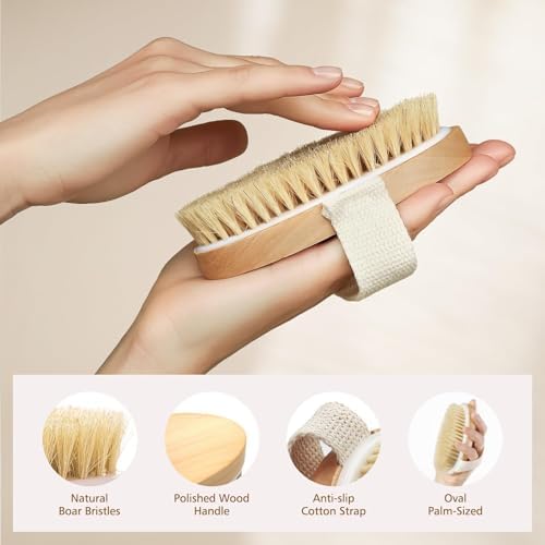 POPCHOSE Dry Brushing Body Brush, Natural Bristle Exfoliating Brush - Image 2