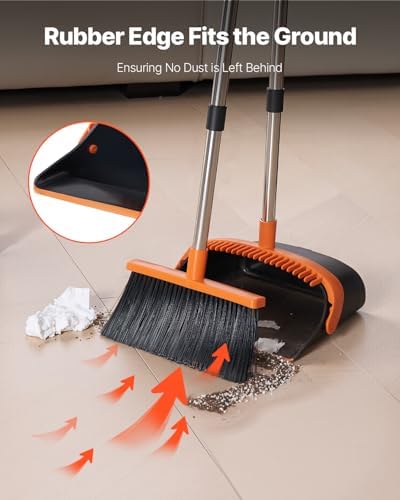 VEVOR Broom and Dustpan Set, Heavy Duty Dustpan and Broom Combo - Image 2