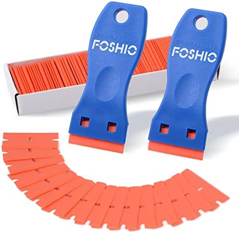 FOSHIO Plastic Razor Blade Scraper Include 2PCS Scraper Tool and 100PCS Blades by FOSHIO